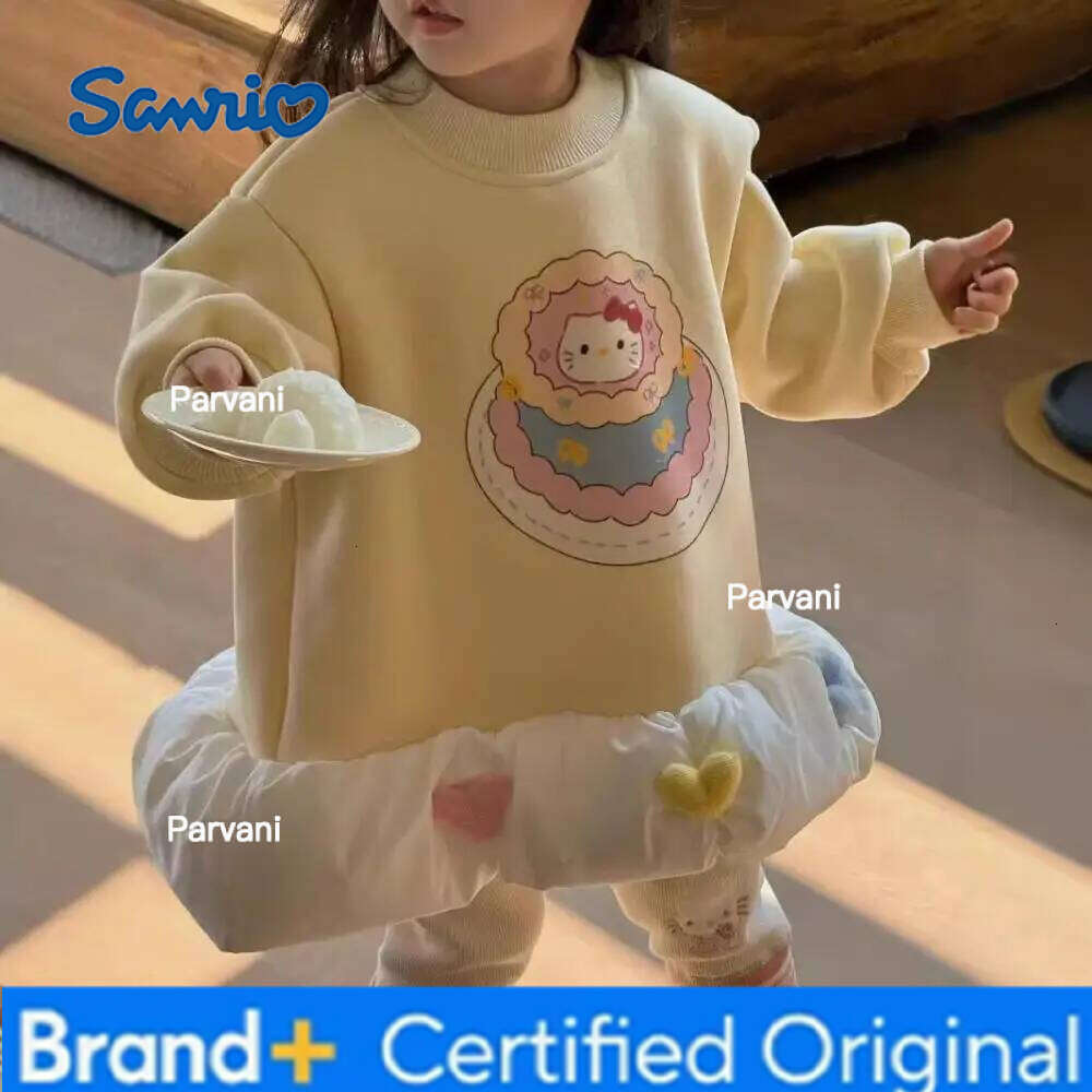 Sanrio Hello Kitty Girls' Lined Thickened Korean Baby Stylish Sweet Cute Winter Sweatshirt Dress Color Striped Leggings H260206 - view 5
