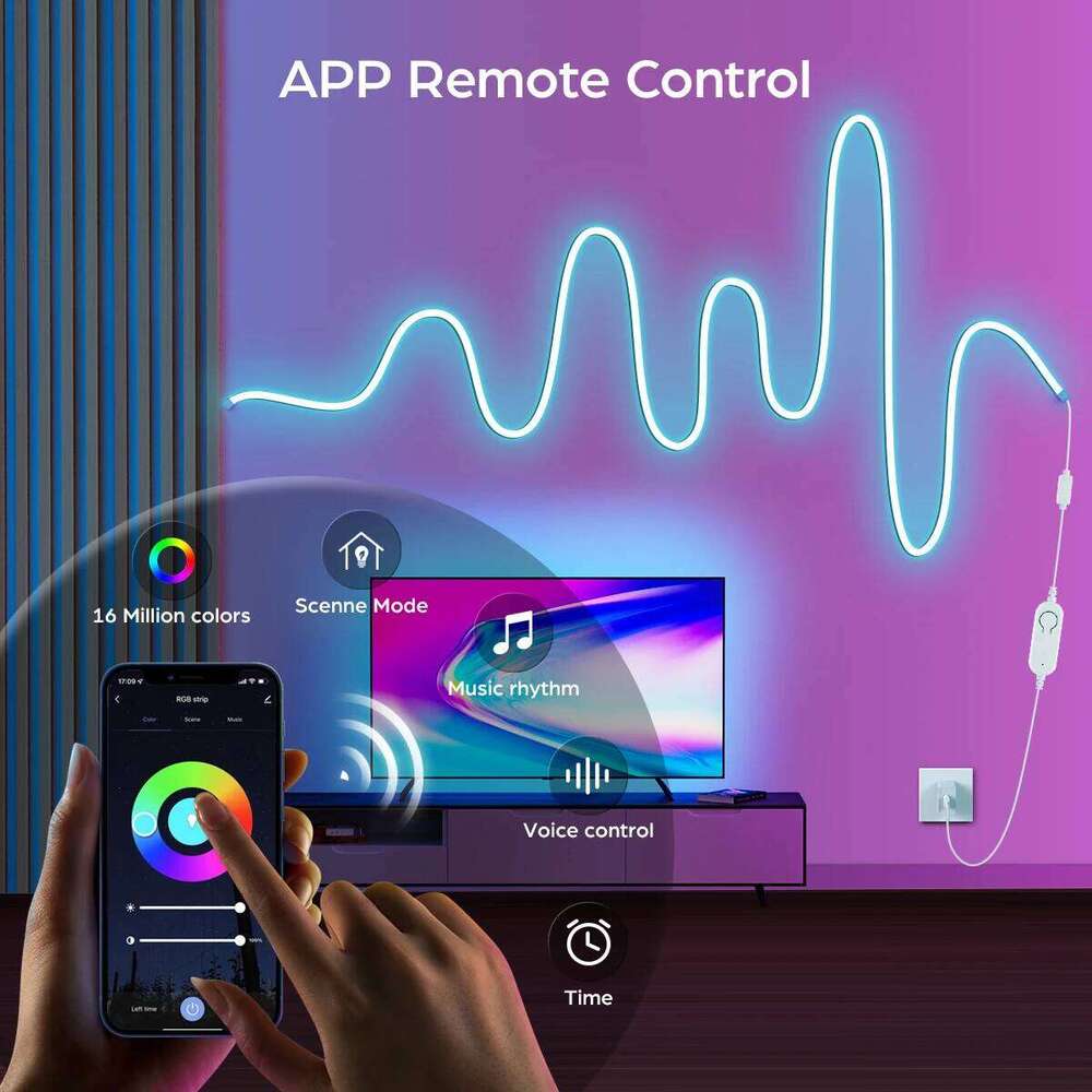 Silicone tube 5V RGB Neon LED Strip Light USB Tuya /Buletooth App Remote Control Flexible Ribbon Tape for Home Decor Lighting Z260206