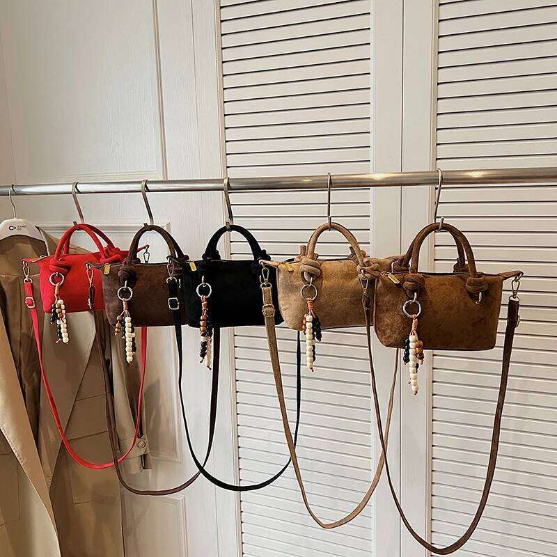 LEFTSIDE Women Small Suede Crossbody 2025 Winter New Retro Short Handle Shoulder Bag Luxury Designer Handbags and Purses Y260205