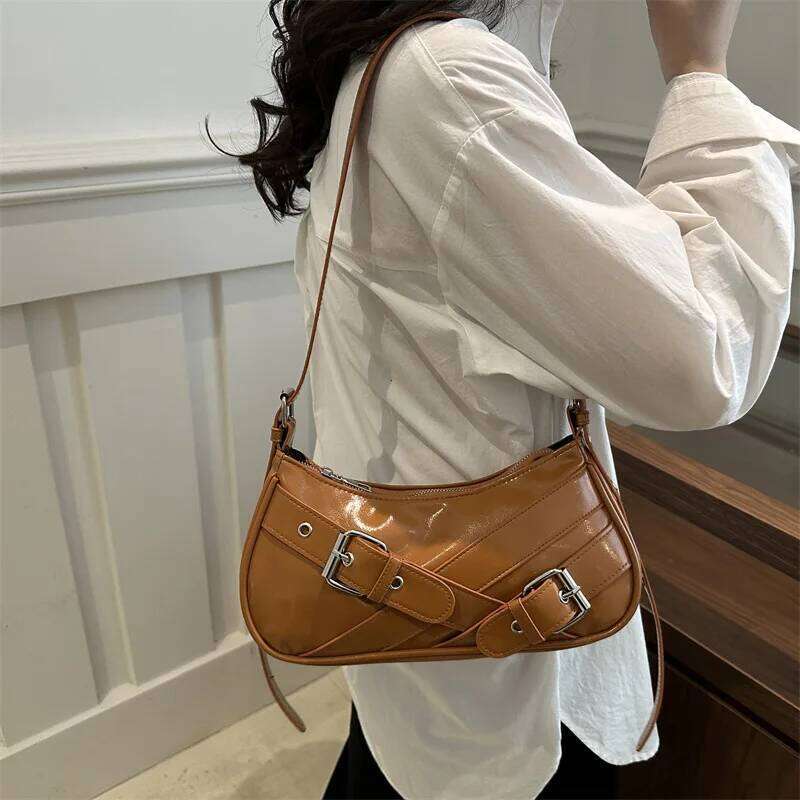 Retro Casual Belt Women's Shoulder Bags Versatile Cool Hot Girls Crossbody Handbags Y2k Simple Female Underarm Bag Purse Y260205