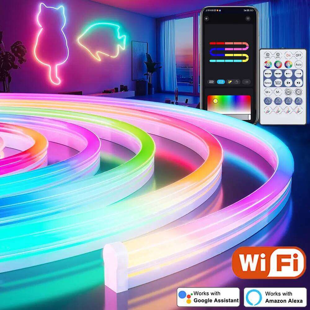 Light Bluetooth USB 5V Neon Strip Lights 1M-5M IP65 RGBIC Flex Ribbon Led Tape for Room Wall Decor Music Z260206