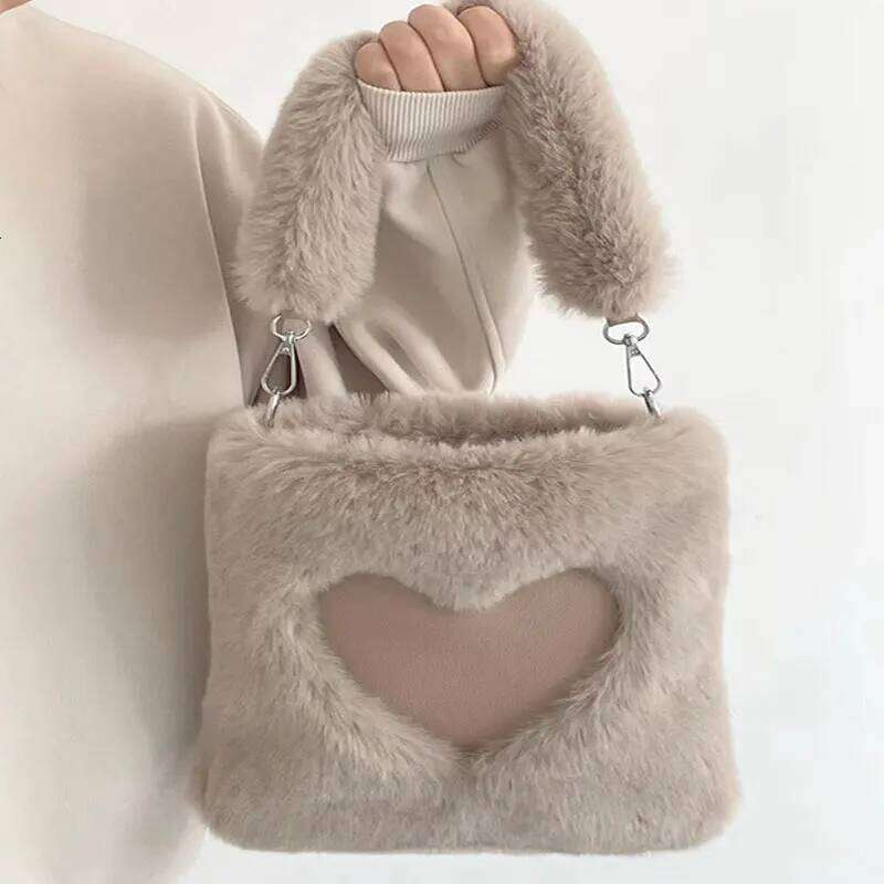 Faux Fur Winter Women Large Capacity Cute Plush Ladies ShoulderBag Female Clutch Purse Handbags Messenger Tote Bag 2023 XJ260129