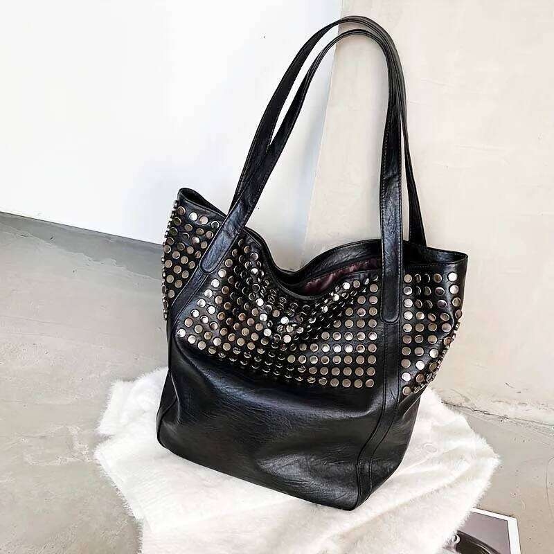 Fashion Rivet Tote New Large Capacity Shopping Women's Handheld Single Shoulder Underarm Bag Y260205