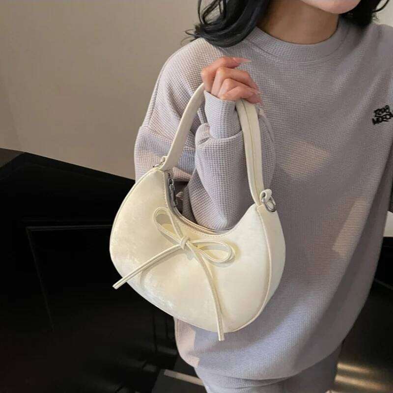 Sweet Fresh Small Bow Handbag Women Trendy Underarm Shoulder Bag, Suitable for Daily Use, Outings, Dates, Parties, Gifts. Y260205