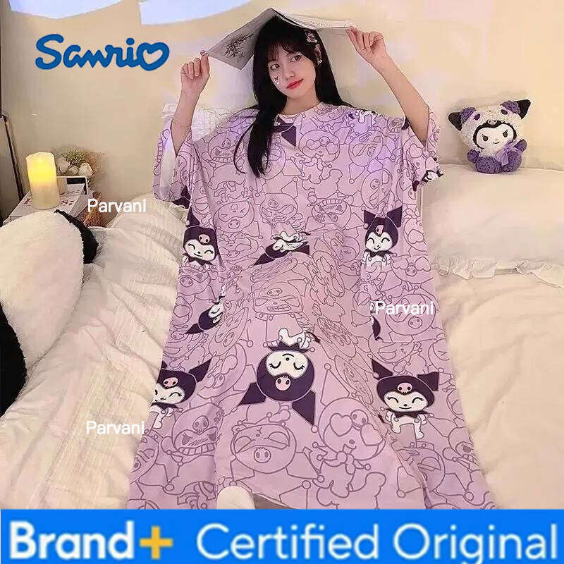 Sanrio s Kawaii Nightgown Hello Kittys Summer Pajamas Sweet Fashion Loose Comfortable Home Clothes Breathable Birthday Present H2602061 - view 4