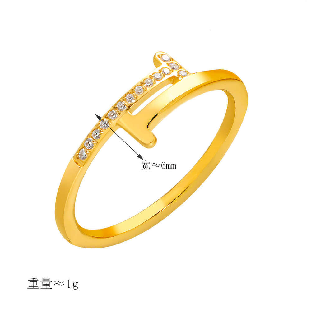 Double T Inlaid Diamond Design Cross Titanium Steel Non-fading Index Finger Knuckle Ring For Women