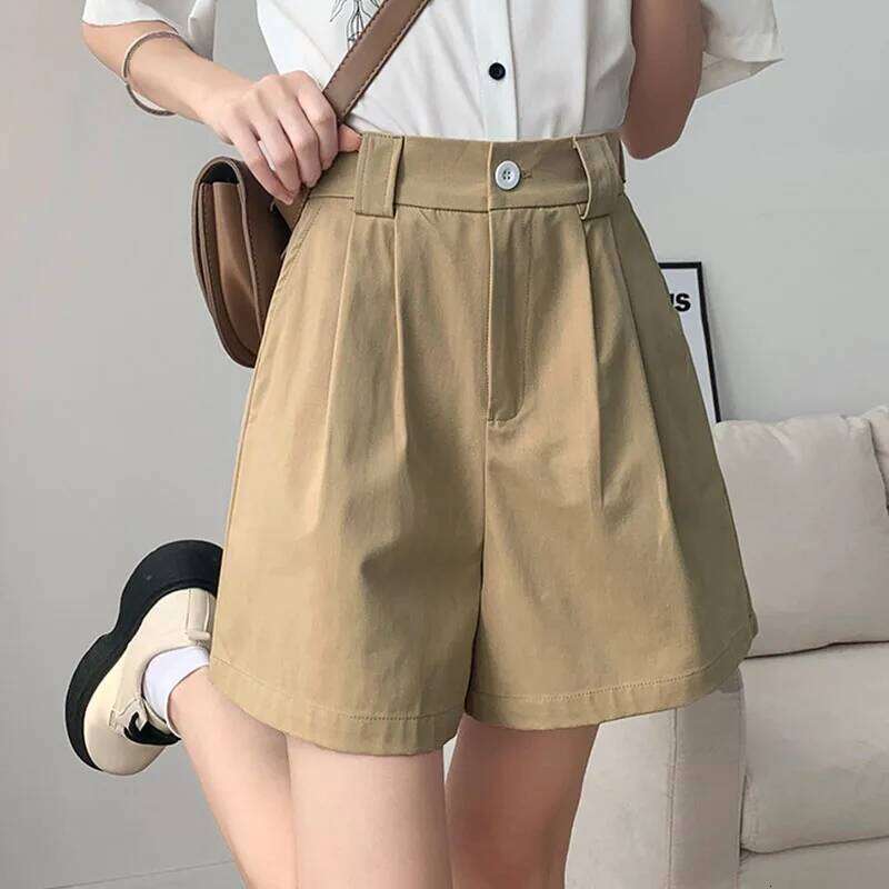 2025 New Wide Leg for Women Vintage High Waisted Office Lady Suit Shorts Versatile Classic Loose Casual Short Pants XJ260206