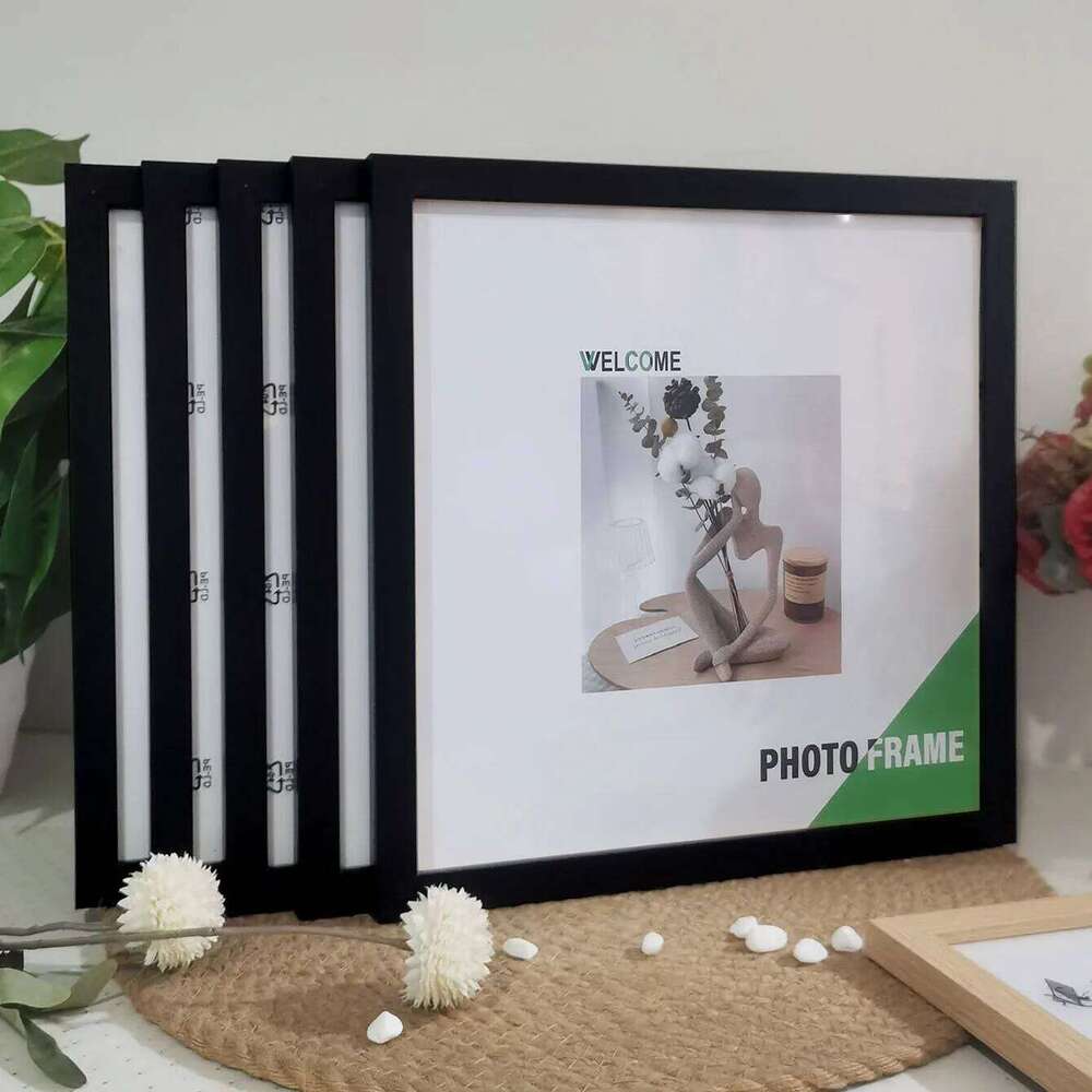 5pc Square Photo Frames Set - 15/20/25/30cm Wooden Wall & Tabletop Home Decor Commemorative Gift for Wedding/Gallery Wall4 Size S260205
