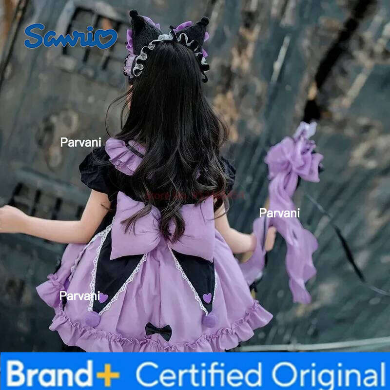 Sanrio Kawaii Cosplay Kuromi Lolita Princess Summer Children's Costume Dress Puffy Skirt Suit Cute Girl Birthday Gift H260206 - view 4