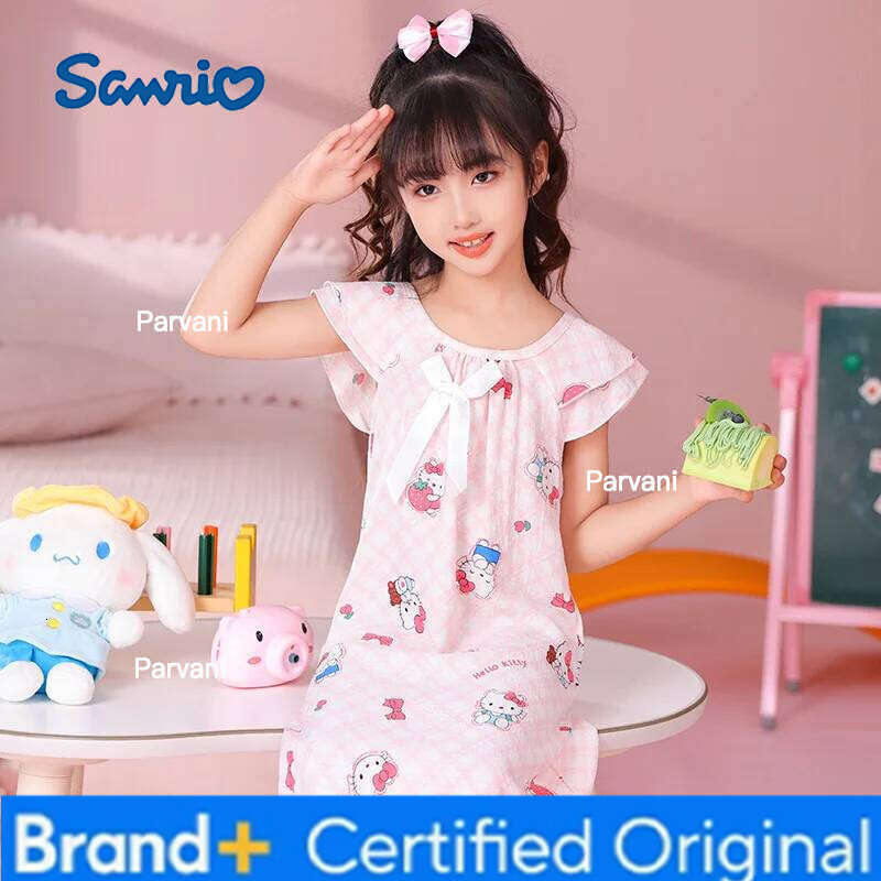 Sanrio Cartoon Home Clothes Girls' Pajama New Korean Camisole Dress for Girls and Children Baby Pajamas Nightgown Girl Kid's H260206 - view 5