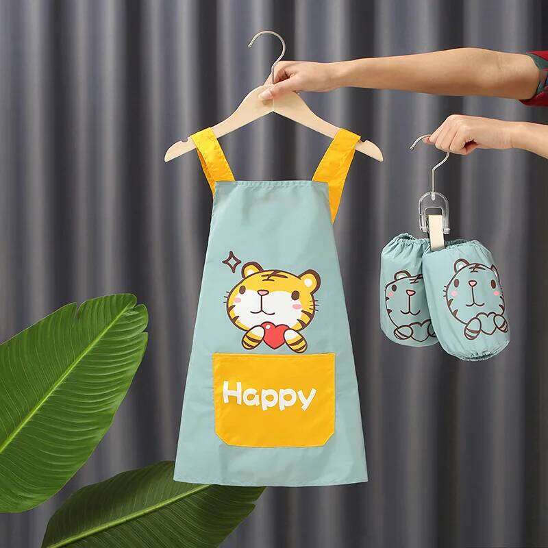 2-10Y Baby Girls Boys Waterproof Apron with Sleeves Set Kids School Art Craft Painting Kitchen Cook Smock DIY Drawing S260205