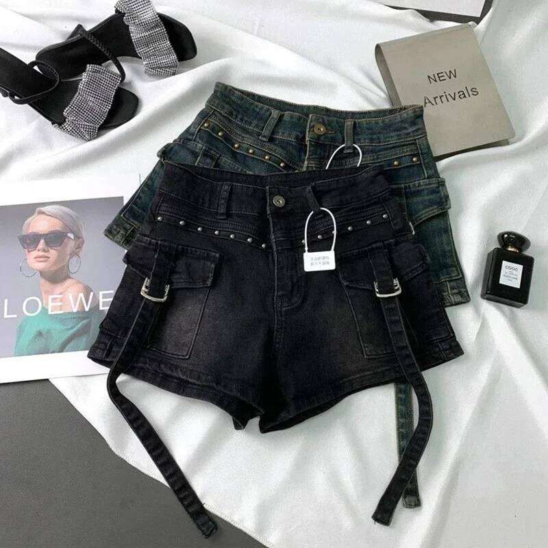 Y2K 2000S Cargo Denim Women Streetwear Vintage High Waist Shorts Jeans Summer Harajuku Korean Sexy Hot Short Pants New H260206