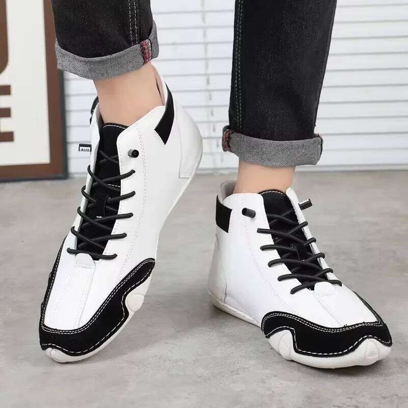 White PU Leather Top Fashionable Versatile Simple High Quality Design Casual Lace Up Shoes for Both Men and Women