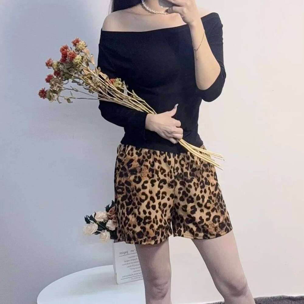 Slimming Summer Thin Elastic Waist Printed Short Casual Women's Fashionable Catwalk Style Leopard Print Mini Pants XJ260206