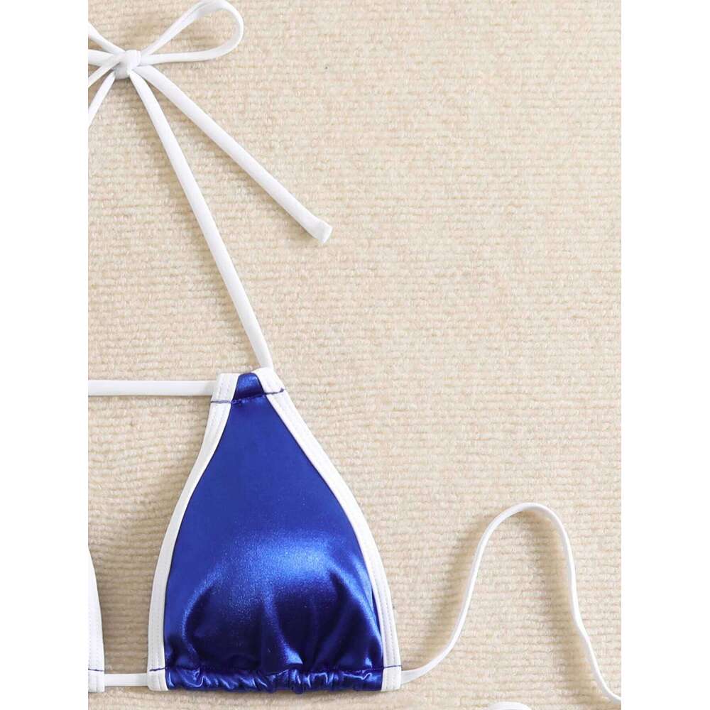 Sexy Triangle Push Up Mini Bikini Side String Swimwear Women Glossy Metallic Brazilian Bikinis Bathing Suit Beach Wear Swimsuit XJ260206