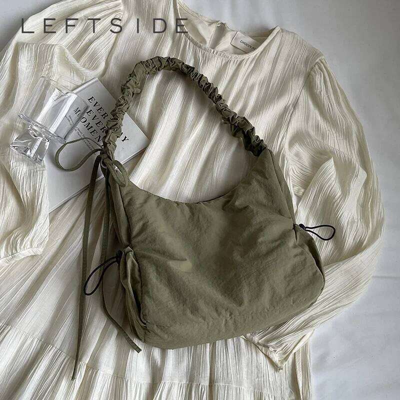 LEFTSIDE Soft Design Cloth Small Shopper Shopping Underarm Bags Lady Shoulder Bag for Women 2025 Trend Fashion Y2K Handbags Y260205