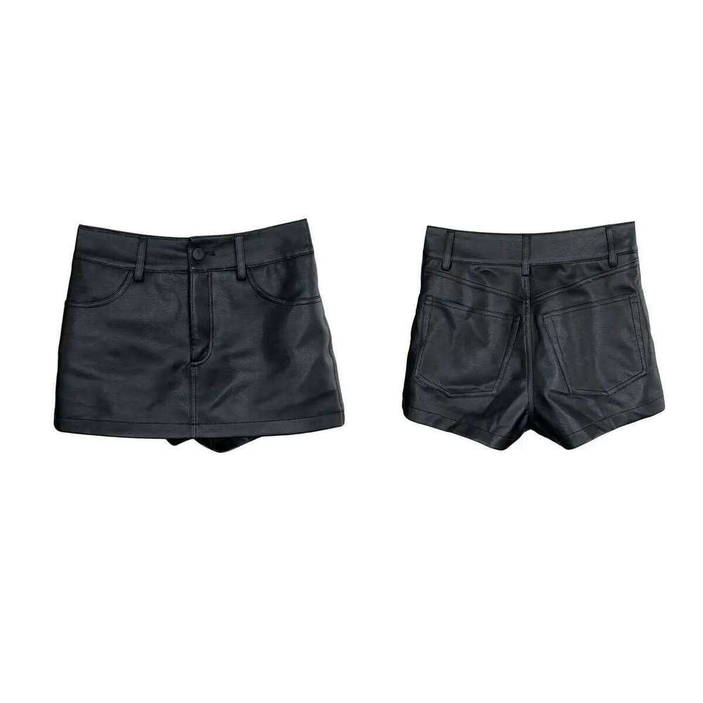 New Women Sexy Slim Pu Leather Black Shorts Skirts C260206