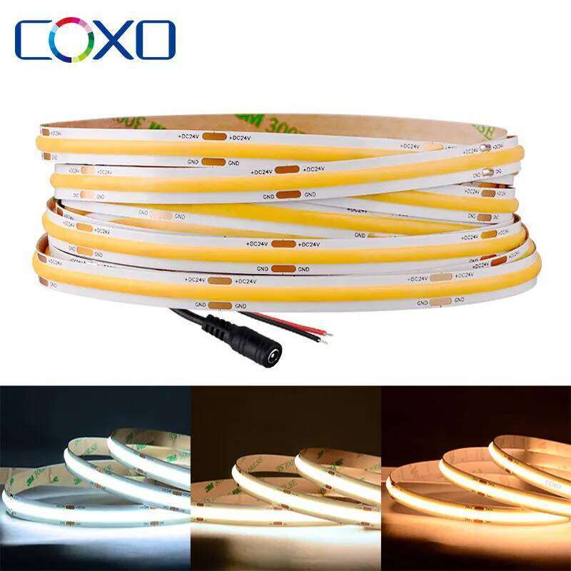 UL Listed LED Strip 320 480 LEDs/m 16.4ft High Density Flexible RA90 COB Tape DC12V 24V 3000K-6500K Led Ribbon Light Z260206