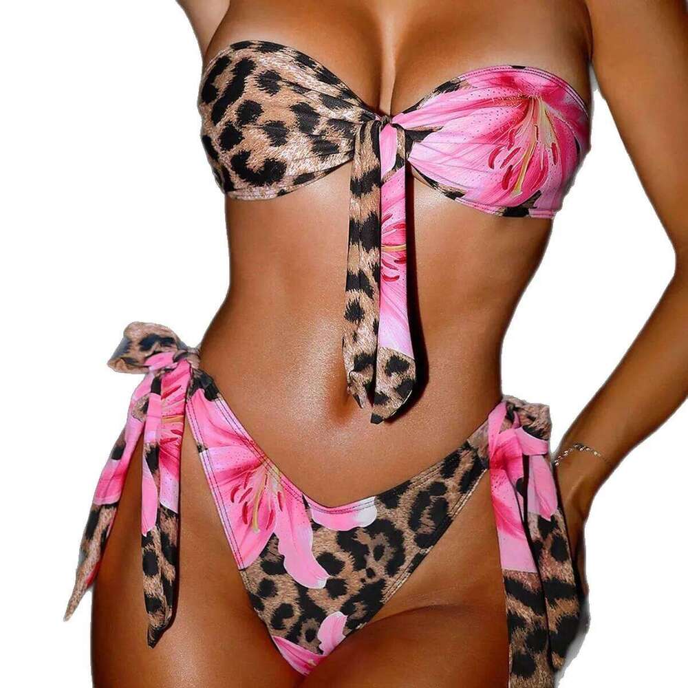 Bikinis Leopard Swimsuit Women Bandage Bath Wear Sexy Bathsuit Beachwear Swimwear Bathing Suit Biquine Brasileiro Z260206