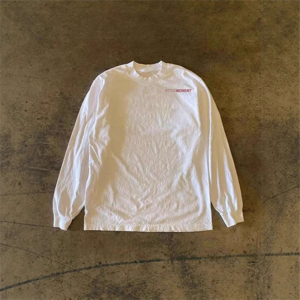 300g heavyweight pure cotton! American retro style with small letter design print, unisex versatile long-sleeve T-shirt for autumn fashion