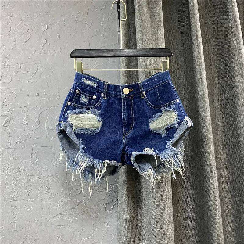 2025 New Women's Ripped Jeans Mid Waisted Denim Shorts with Pockets C260206