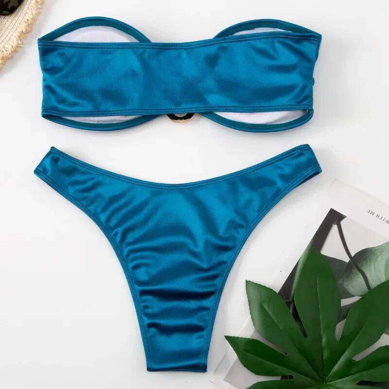 Sexy U Shaped Stapless Swimsuit for Women Bandeau Bikini Mujer 2024 High Cut Bathing Suit Two Piece Bikinis Set Bathers Swim Z260206