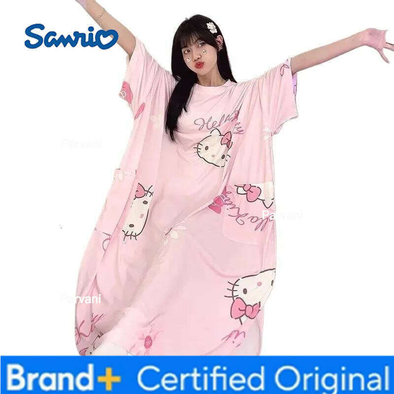 Sanrio s Kawaii Nightgown Hello Kittys Summer Pajamas Sweet Fashion Loose Comfortable Home Clothes Breathable Birthday Present H2602061 - view 5