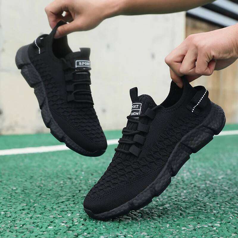 Men's Ultra Light Running Soft Sole Breathable Comfortable New Sneakers Outdoor Anti Slip Solid Color Tennis Walking Shoes