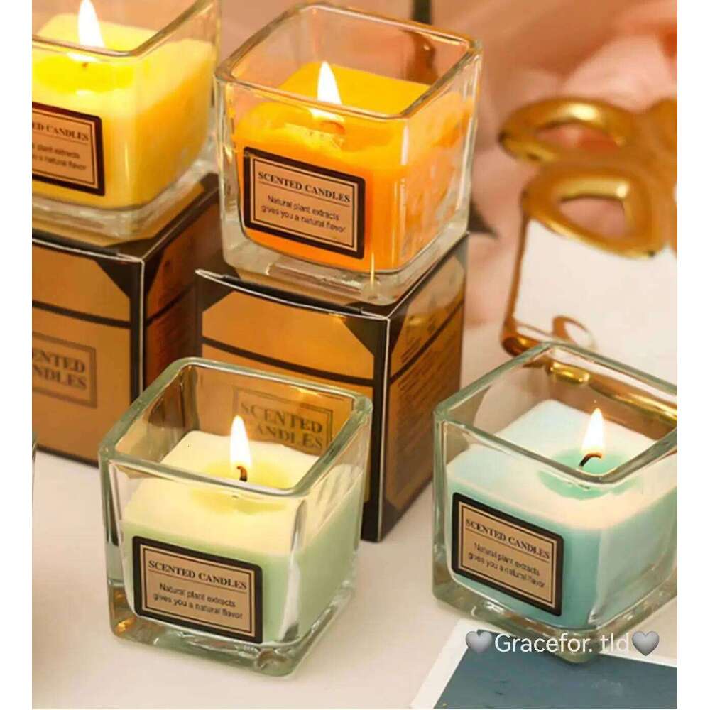 Square Small Cup Aromatherapy with Seven Optional Scents for Couples Date Night Atmosphere Candle S260205