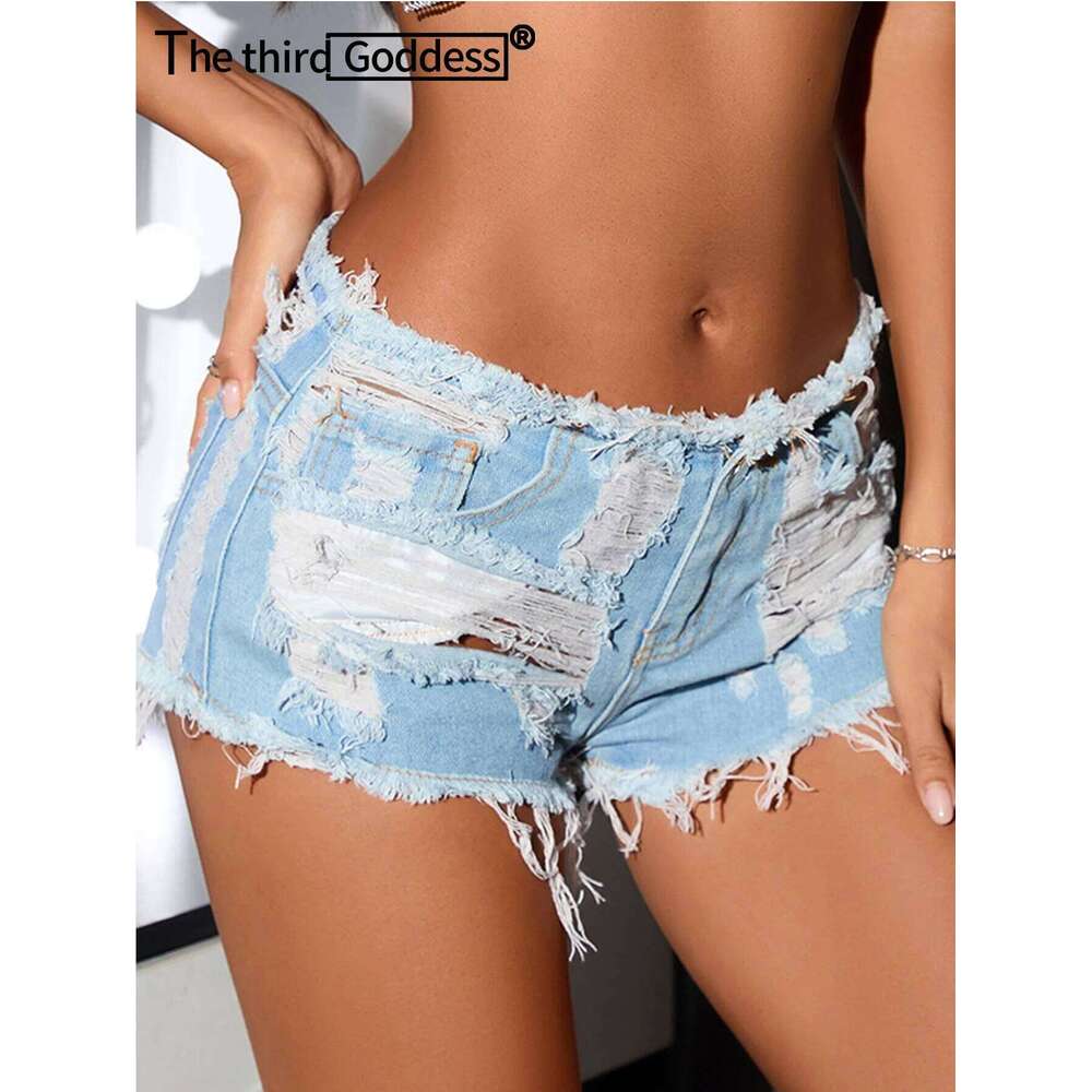 Sexy hole denim women 2025 summer night club party short jeans y2k streetwear hot pants twerk shorts jean woman clothing XJ260206