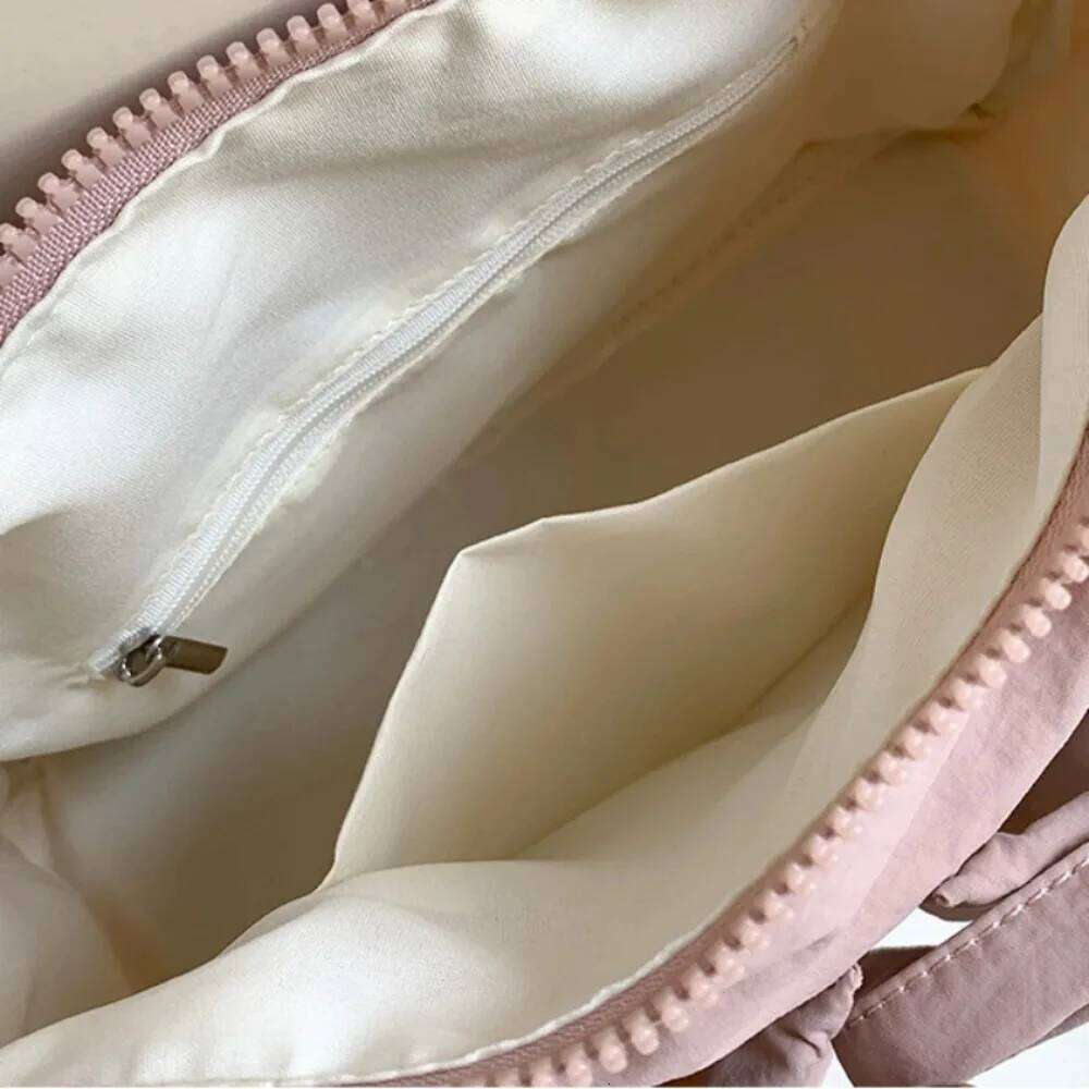 Fashion Casual Tote Zipper Closure Large Capacity Lightweight Nylon Bow Shoulder Bag Women Y260205