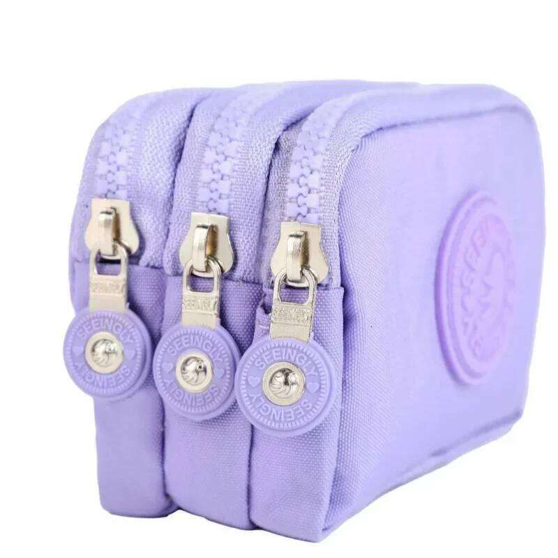 Zipper Waterproof Portable Three Layer Card Holder Female Girl Handbag Headphone Mini Nylon Coin Purse Key Bag Women Wallets Y260206