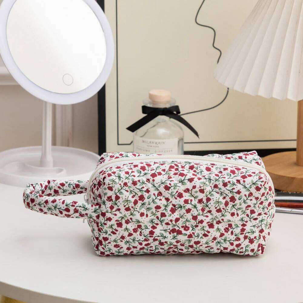 3 Pcs Makeup Set Checkered Cosmetic Large Capacity Travel Toiletry Organizer Quilted Cotton Women Zipper Storage Bag Y260206