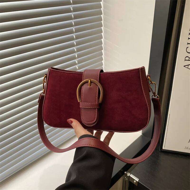 Faux Suede Underarm Zipper Fastener Fashionable Shoulder Cross Body Bags for Woman Small Square Bag, Suitable Daily Outfit Y260205