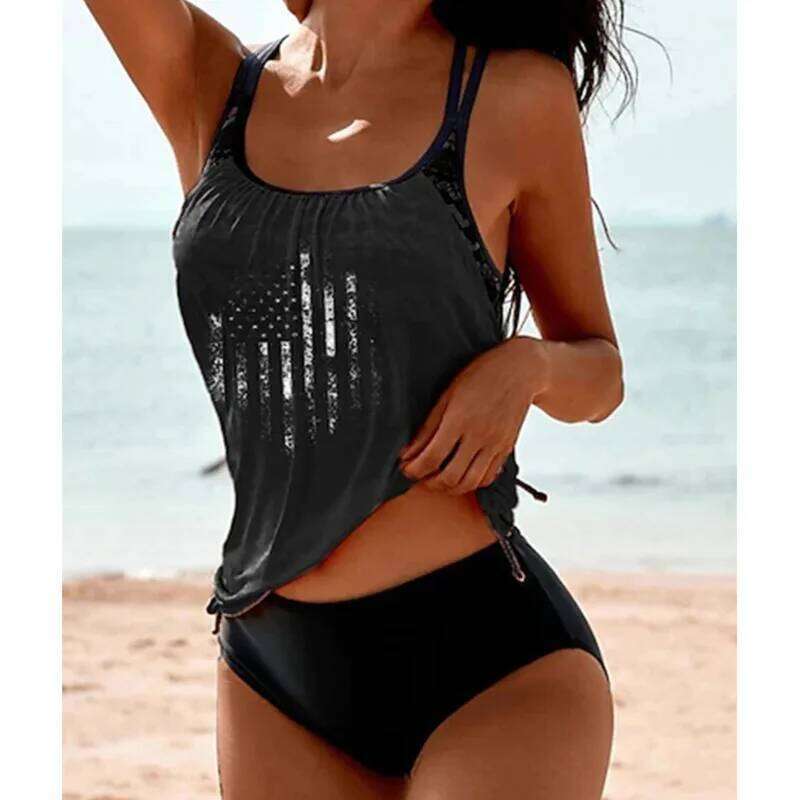 Summer Sexy Print Swimsuits Tankini Set Female Two-piece Swimwear Beach Swim Wear Bathing Suits Pool Women's Swimming Suit 2025 XJ260206