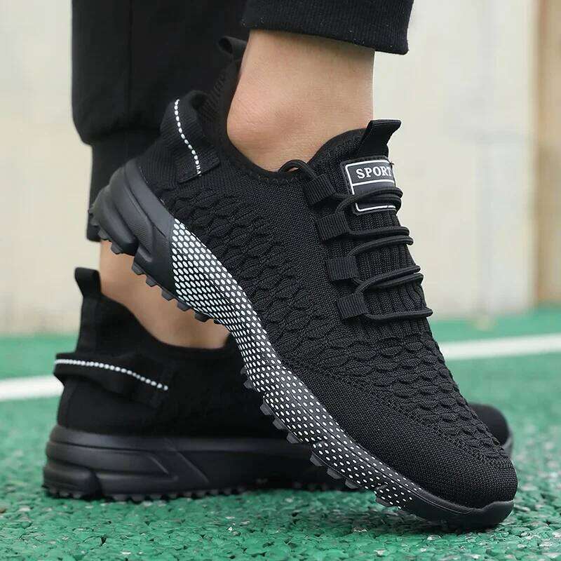 Men's Solid Lace-Up Casual Breathable Lightweight Sneakers Outdoor Mesh Running Shoe Athletic Jogging Tennis Walking Shoes