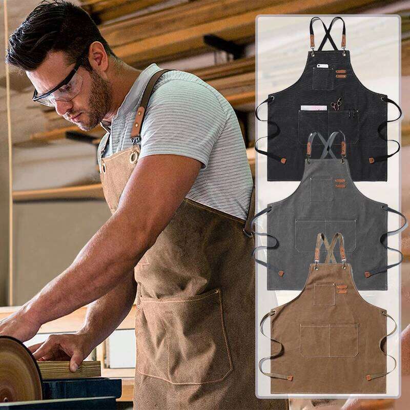 Thicken Canvas Denim Antifouling Barista Kitchen Restaurant Worker Barber Carpenter Florist Apron for Women Man S260205