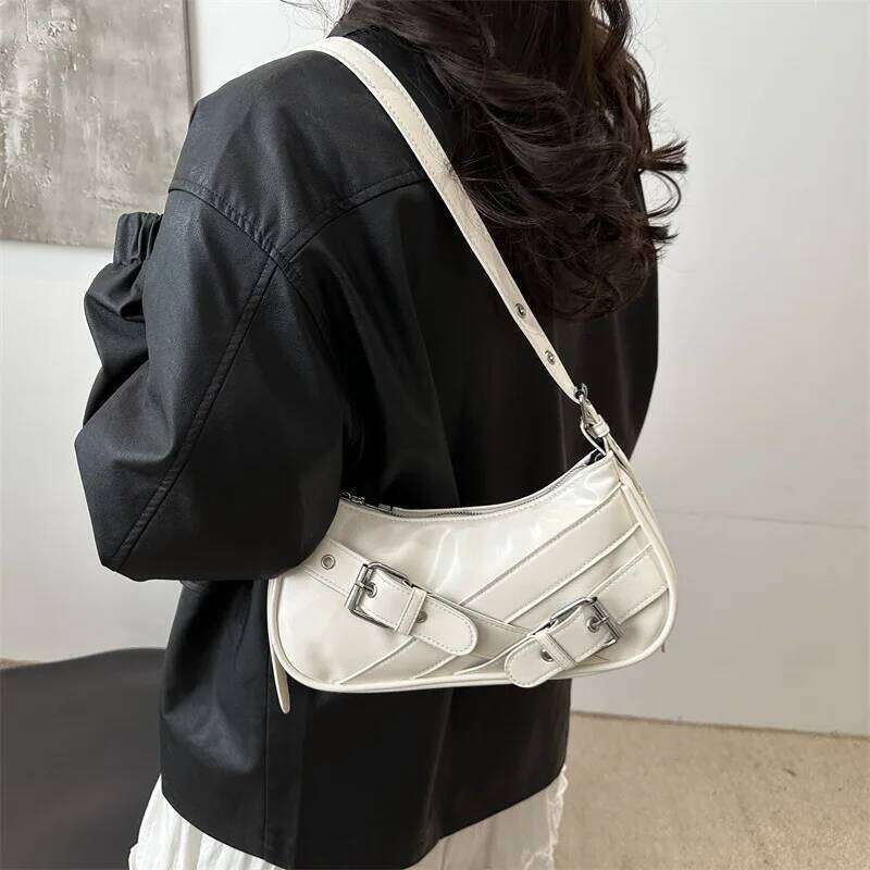 Retro Casual Belt Women's Shoulder Bags Versatile Cool Hot Girls Crossbody Handbags Y2k Simple Female Underarm Bag Purse Y260205