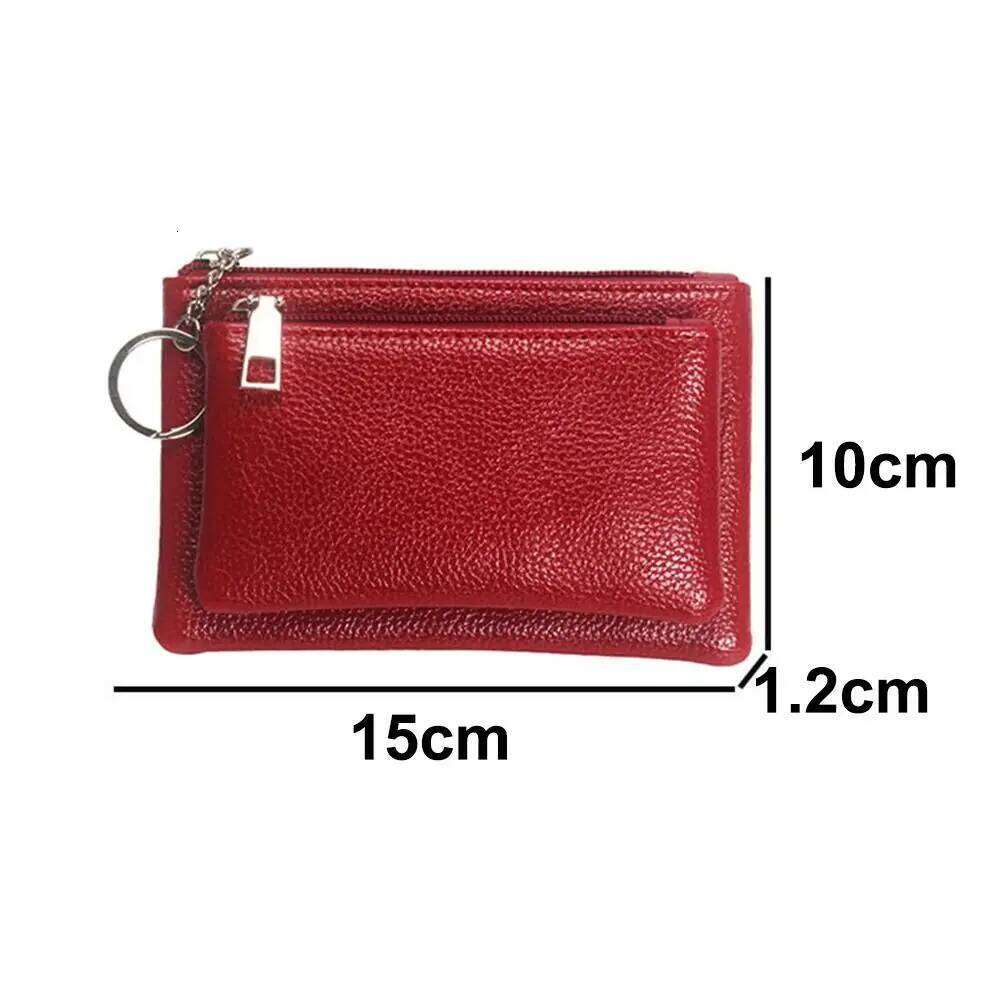 PU Leather Slim Wallet Fashion Solid Color Zipper Coin Purse Credit Card Holder Multi-functional Lychee Pattern Clutch For Women Y260206