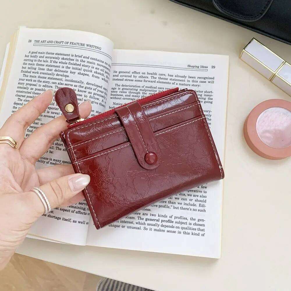 Vintage Retro Women's Multi-function Zipper Pu Short Wallet Ultra Thin Card Holder Coin Purse Daily Y260206