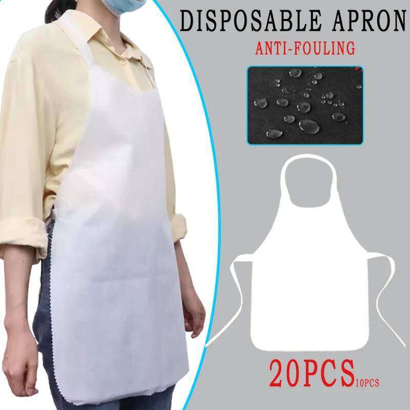 10-20Pcs Non Woven Disposable Aprons Solid Color Household Cleaning Kitchen Cooking Anti-fouling Restaurant Barbecue Apron S260205