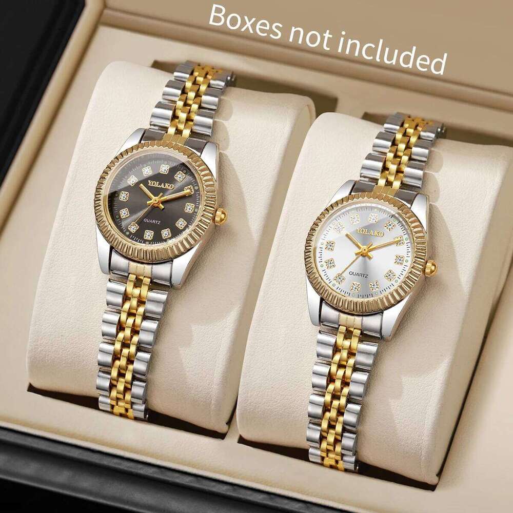 2PCS Luxury Rhinestone Women Watches Set Fashion Ladies Analog Quartz Wristwatches Reloj Mujer Girls Clock GiftNo Box Z260206