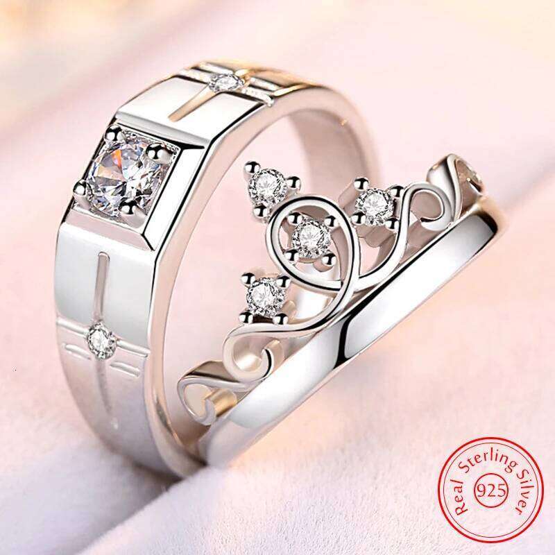 Women's 925 Sterling Silver Fashion Jewelry New Crystal Zircon Crown Couple Rings For Man XY0346 W260206