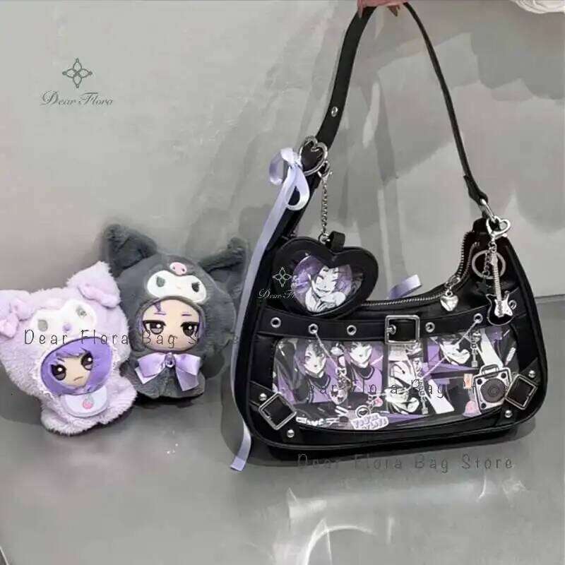 Y2k Cute Women Underarm Sweet Ita Lolita Girls Transparent Pocke DIY Display Shoulder Bag Fashion Handbag Purses Y260205