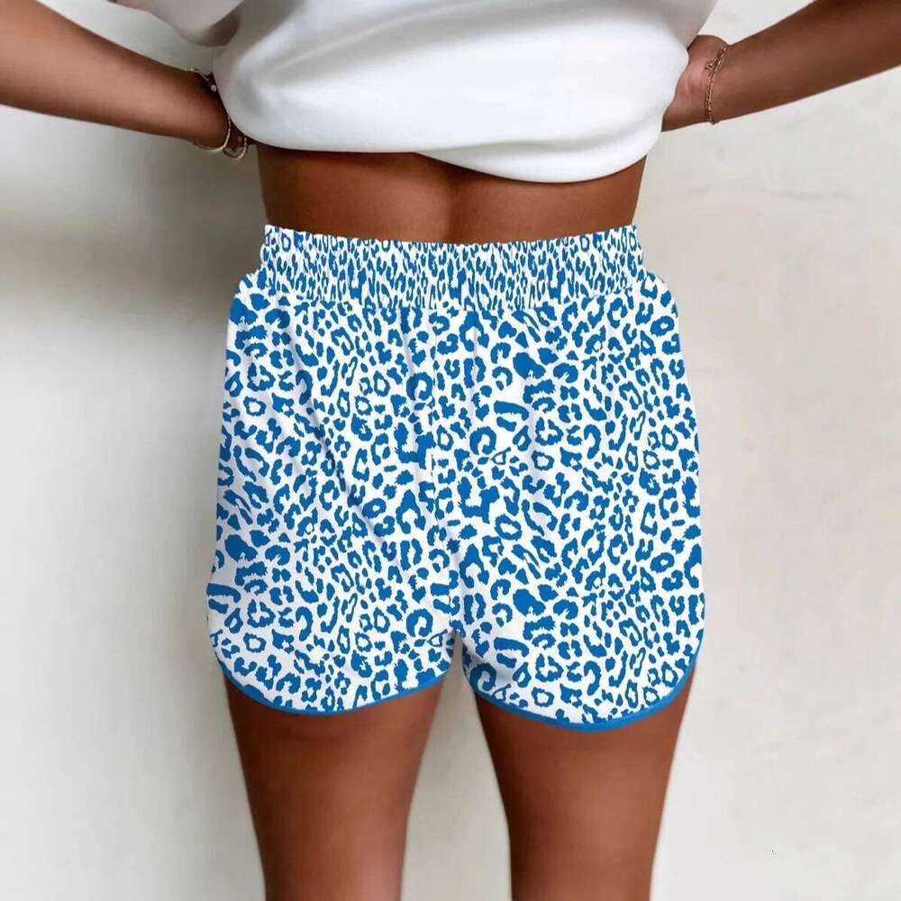 Loose High Waist Yellow Leopard Print Shorts Women's Summer New Style Vintage Knot Trousers Polyester Lycra Blend Knitted XJ260206
