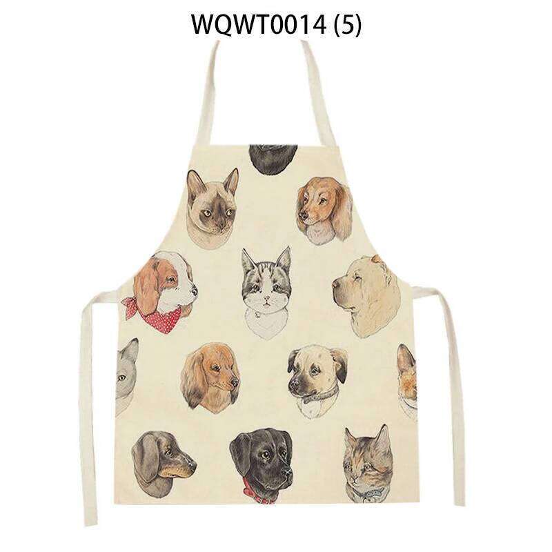 Cartoon Paw Patrolling Cotton Dog Painted Bulldog Dachshund Kitchen Apron Housewife Aprons Cooking Household S260205