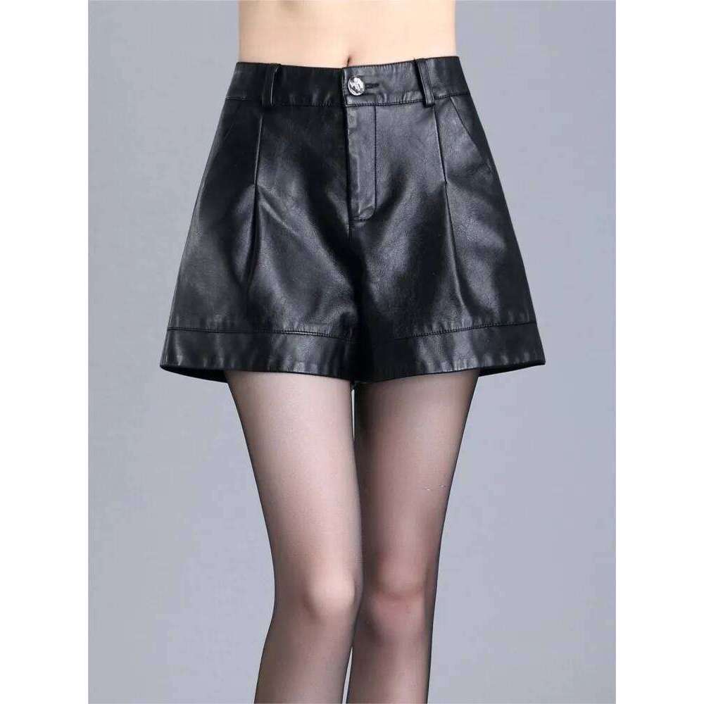 ZUZK Women Short Pu Leather 2024 Fall Winter All-Match Female High Waist Ladies Casual Boots Shorts 5XL XJ260206