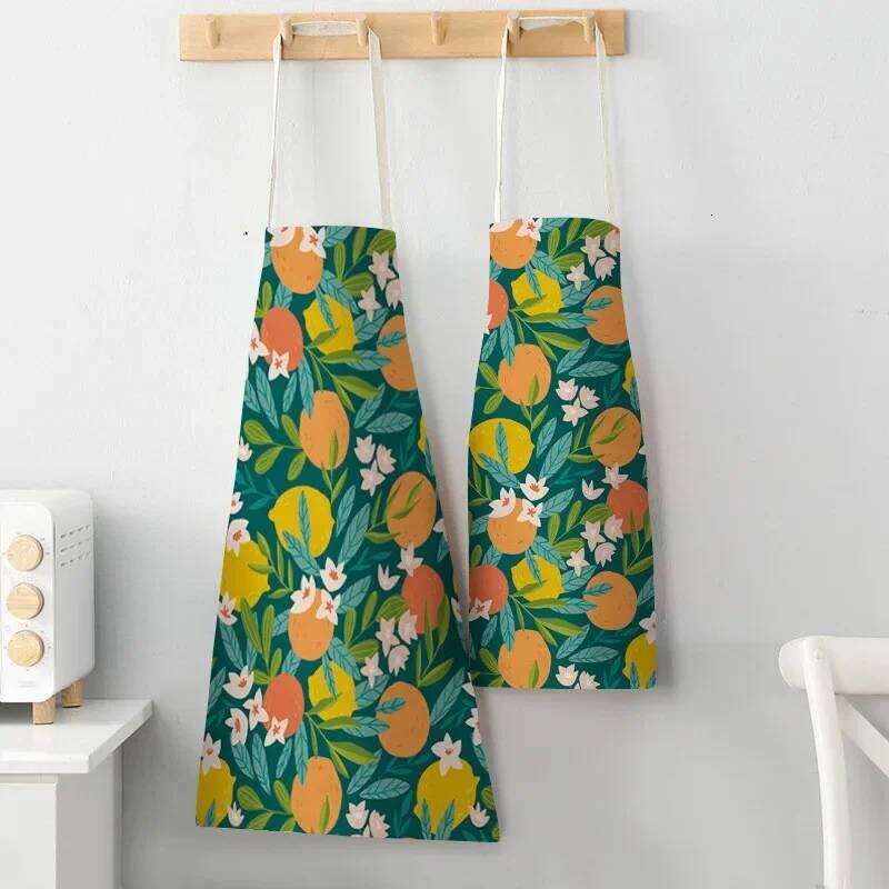 Fruit Cotton Linen Apron Cherry Orange Lemon Printed Kitchen Women Baking Waist Bib Home Cooking Sleeveless Pinafore Delantal S260205 0a0