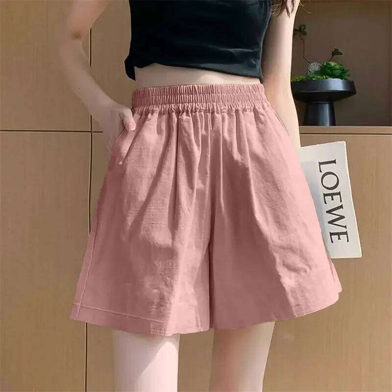 Washed New Elastic Workwear Shorts Women's Small Size Summer Loose Outerwear Wide Leg High Waist Hot Pants XJ260206