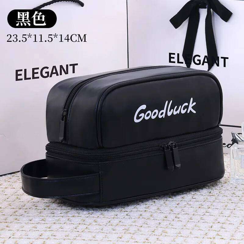 Women's Double Layer PU Leather Makeup Bag Portable Travel Cosmetic Organizer Toiletry Pouch for Beauty Essentials Y260206